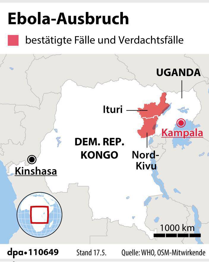 grafik karte ebola betroffene regionen afrika